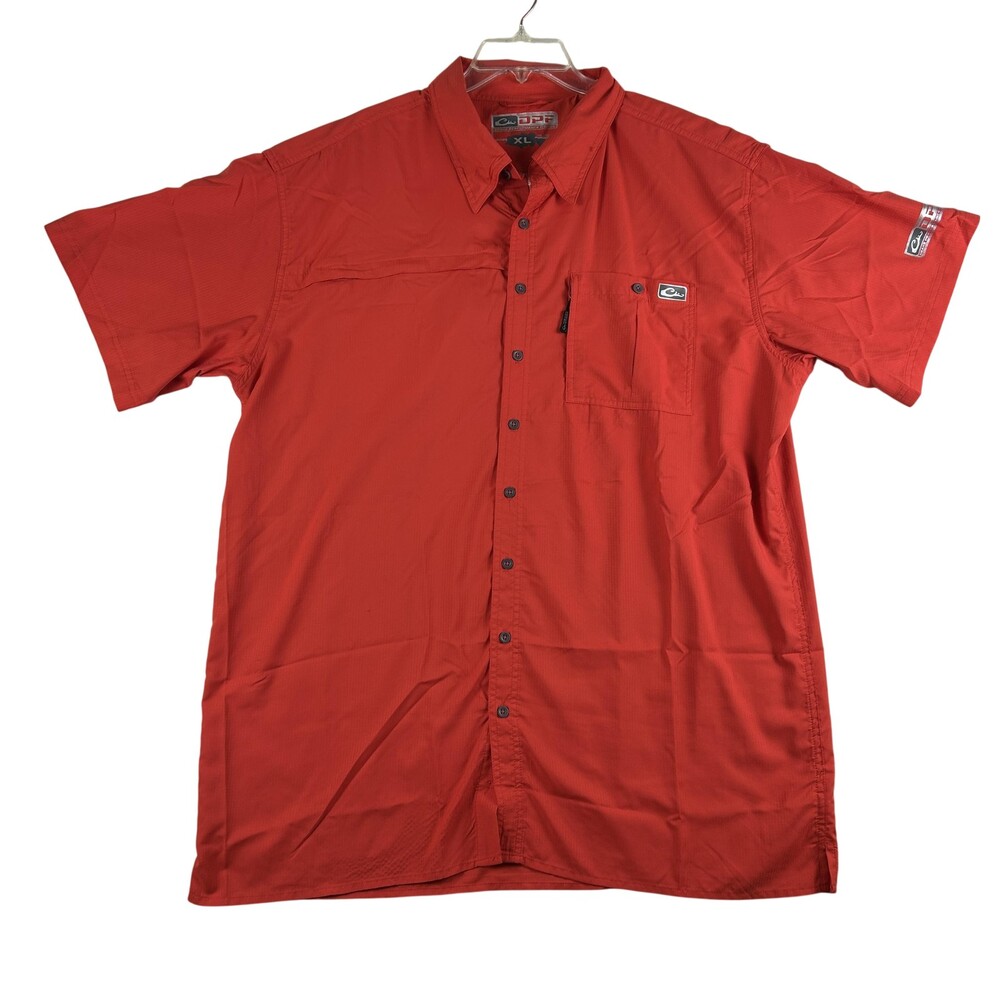 Drake Performance Fishing Shirt Mens XL Coral Vented Button Up Outdoor Quick Dry